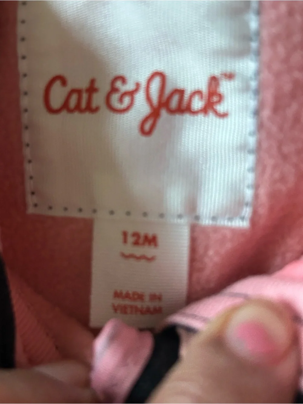 Cat & Jack Black Hooded Raincoat with Pink Lining and White Scribble Dots